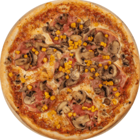 Pizza šampiňónová s kukuricou